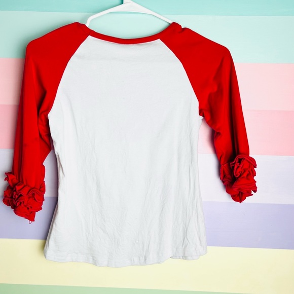 Boutique Top, Back to School, red Ruffle sleeves, size 10/12 - Picture 3 of 3